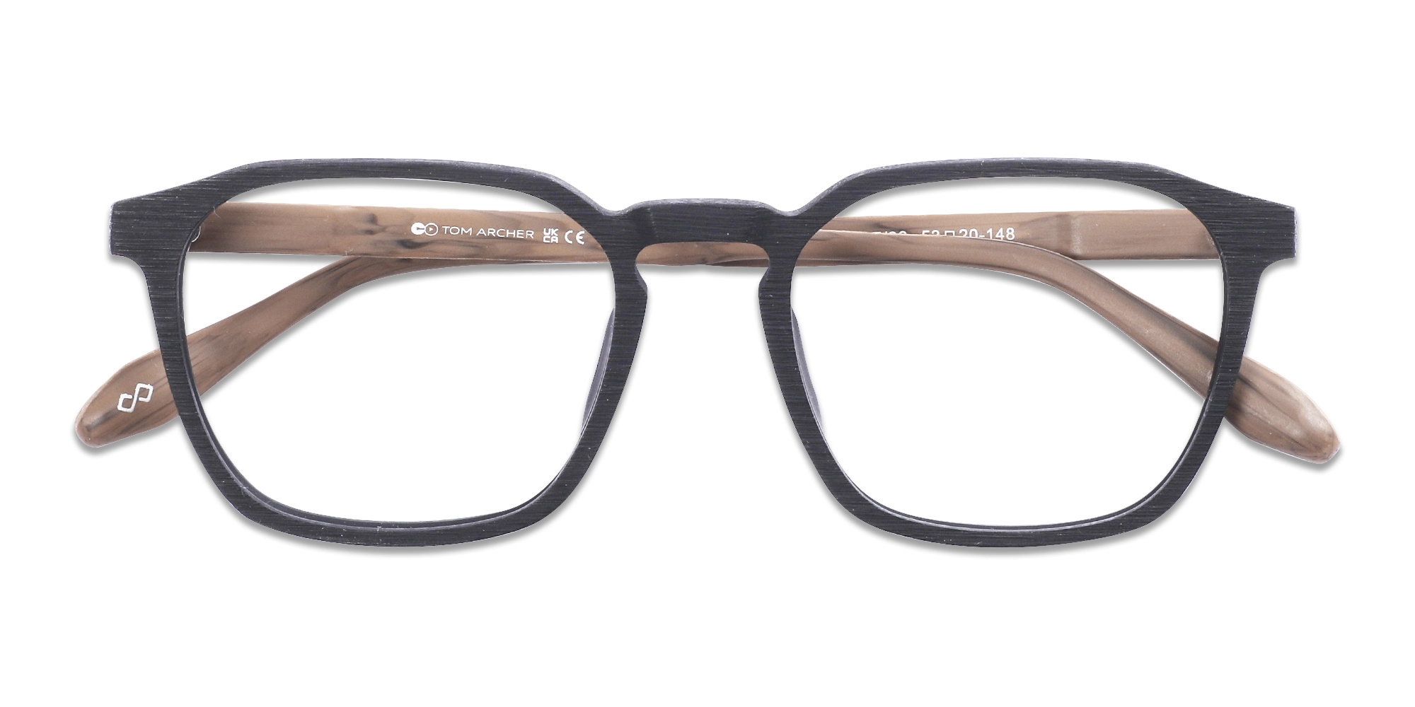 Black Wooden Square Full Rim Glasses 1