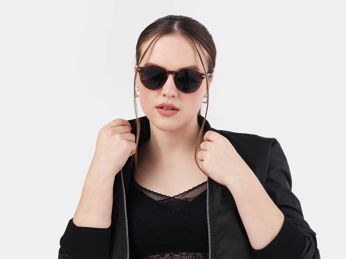 Crystal Blueish Brown Acetate Keyhole Sunglasses-1