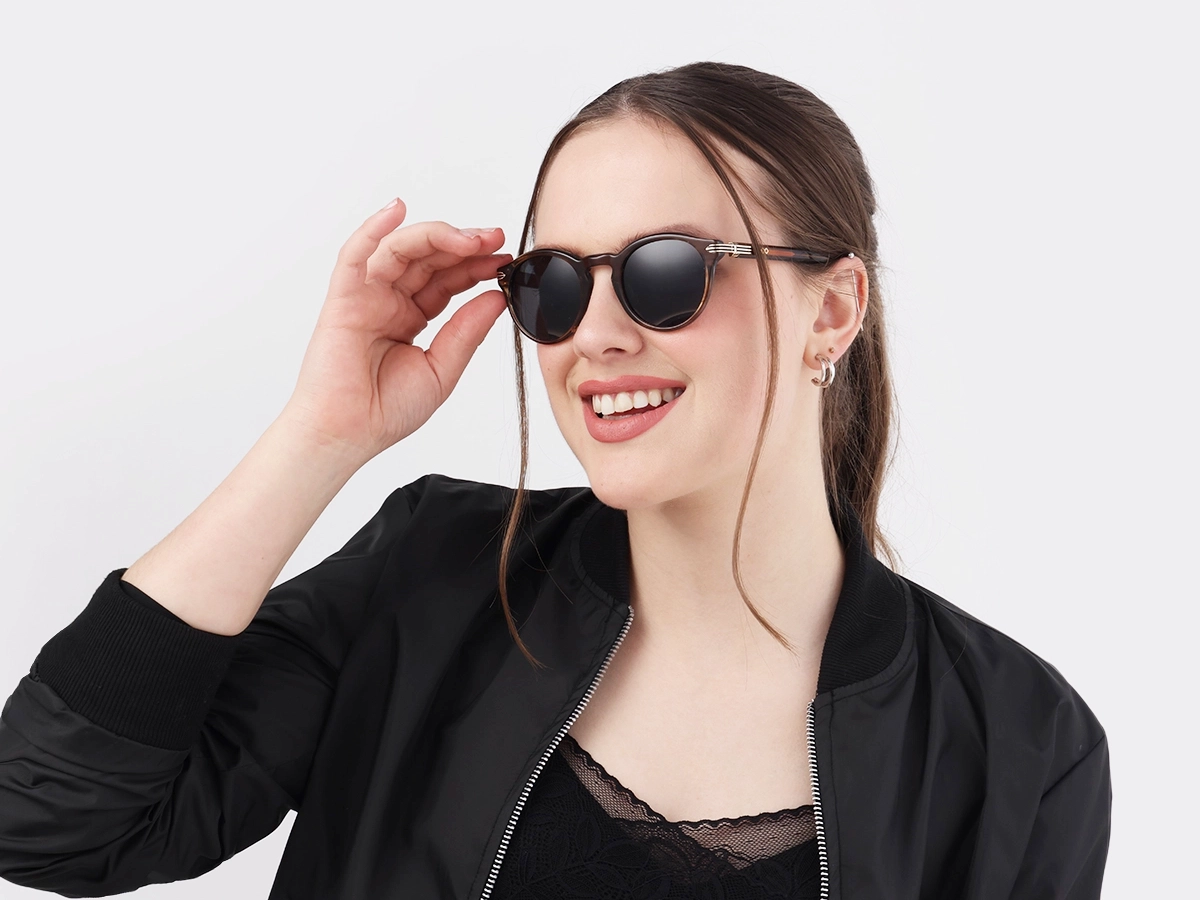 Crystal Blueish Brown Acetate Keyhole Sunglasses-1