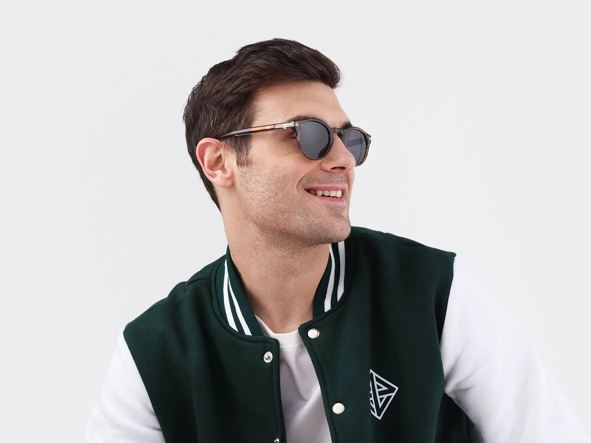 Crystal Blueish Brown Acetate Keyhole Sunglasses-1