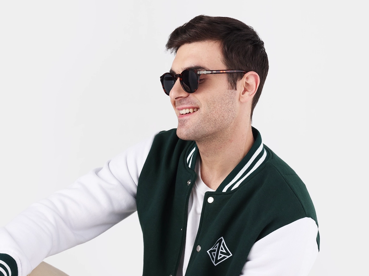 Dark Tortoise Round Acetate Sunglasses-1