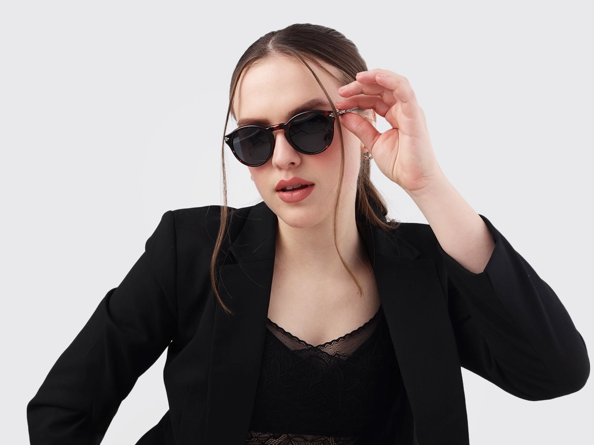 Dark Tortoise Round Acetate Sunglasses-1