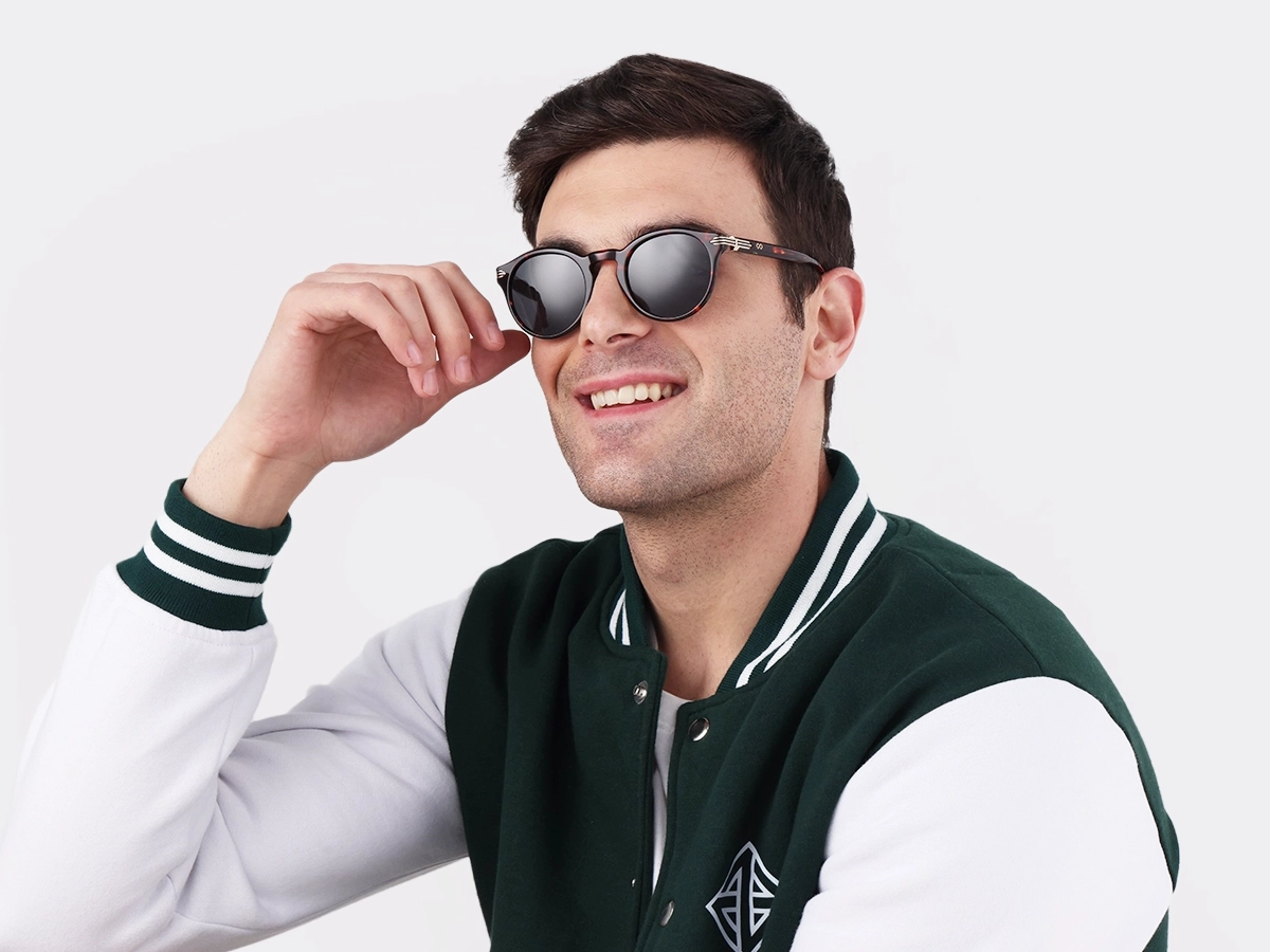 Dark Tortoise Round Acetate Sunglasses-1