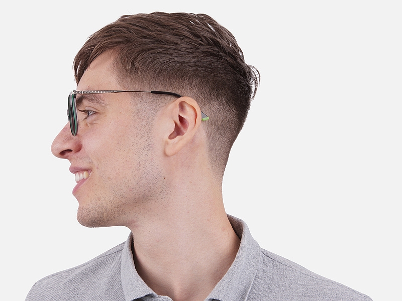 Geometric Black & Silver Frames