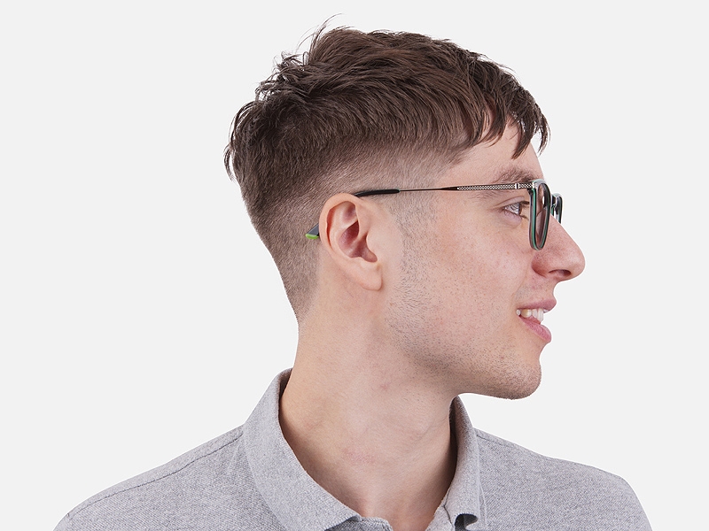 Geometric Black & Silver Frames