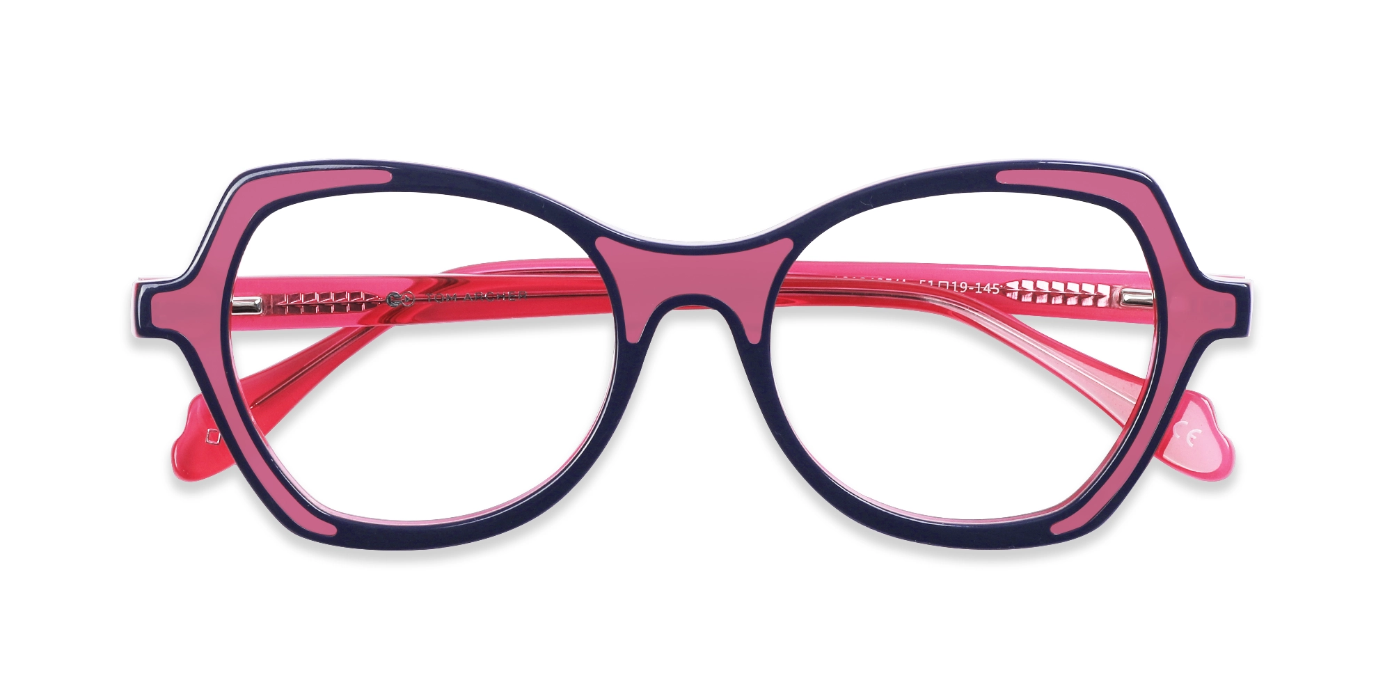 Denim Blue & Matte Rose Pink Butterfly Glasses-1