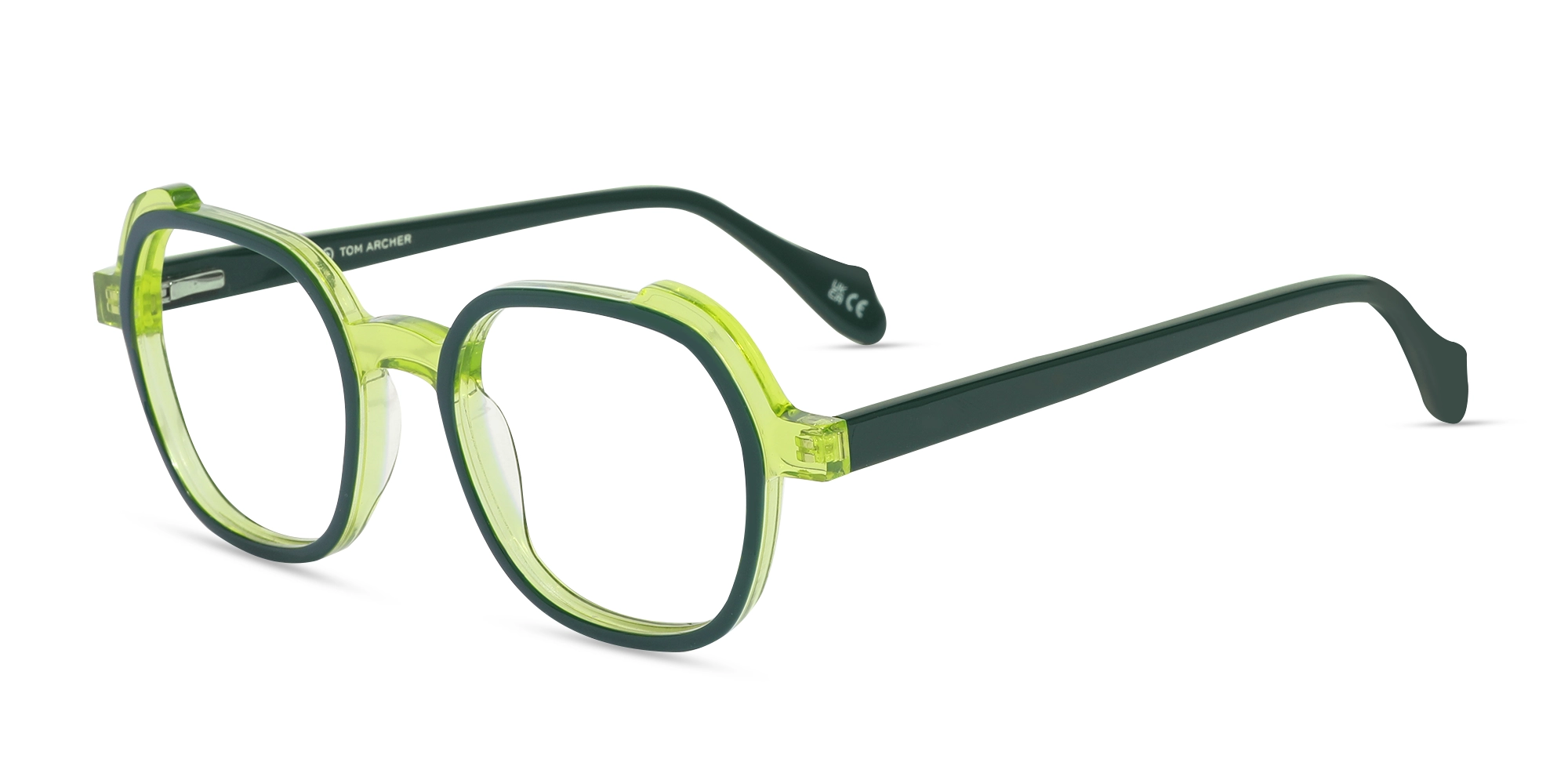 Forest Green & Neon Square Full Rim Glasses-1