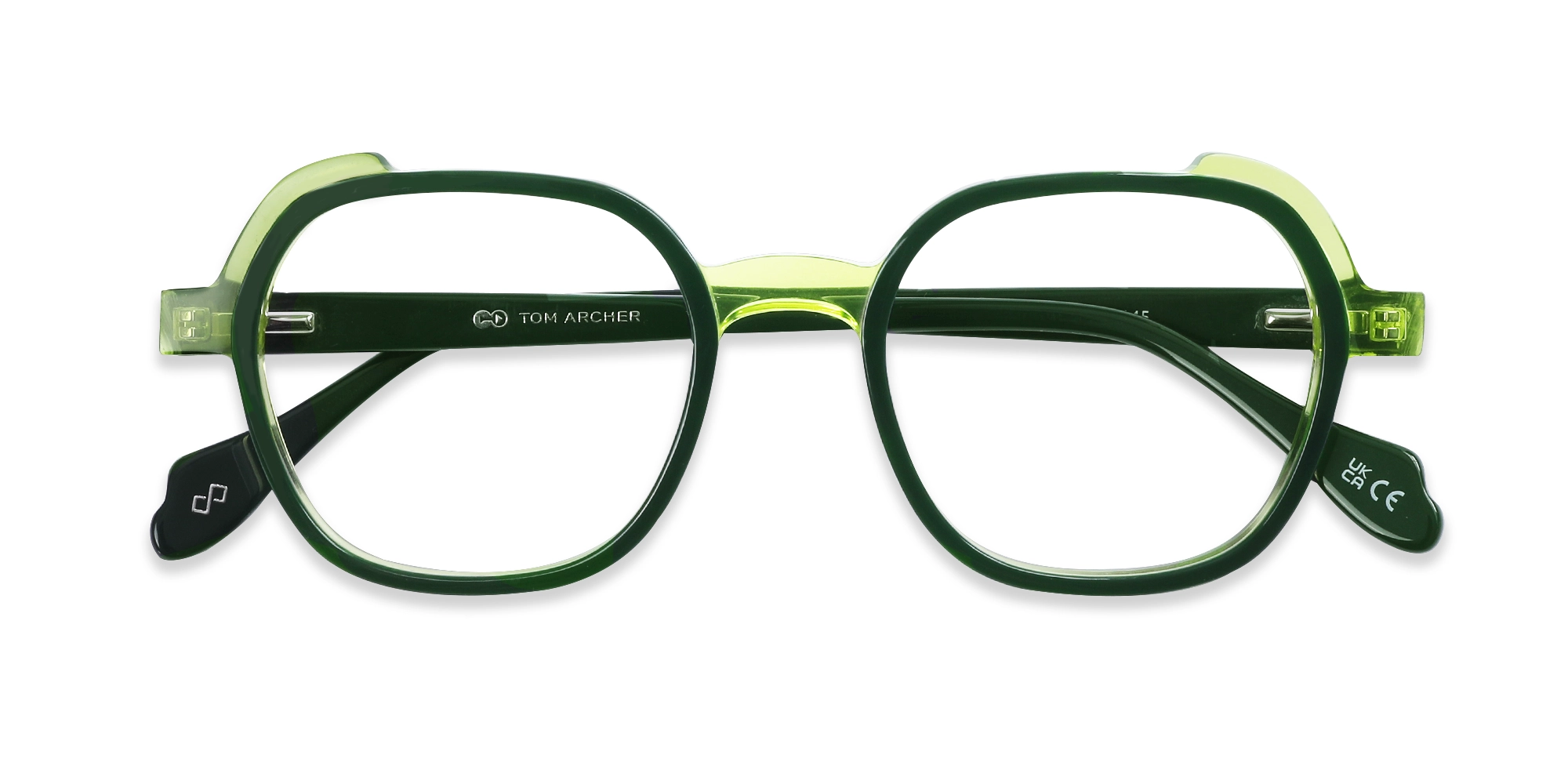 Forest Green & Neon Square Full Rim Glasses-1