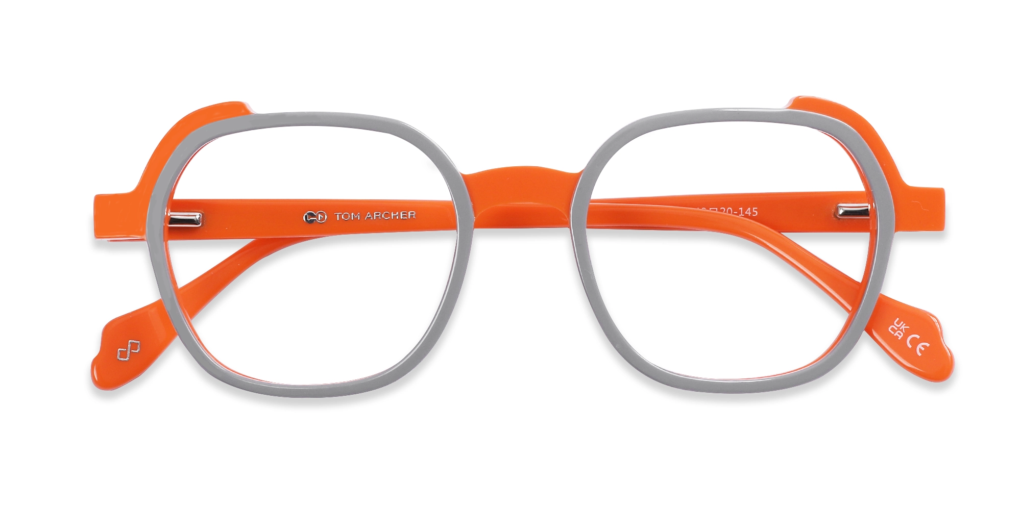 Smoke Grey & Orange Square Full Rim Glasses-1