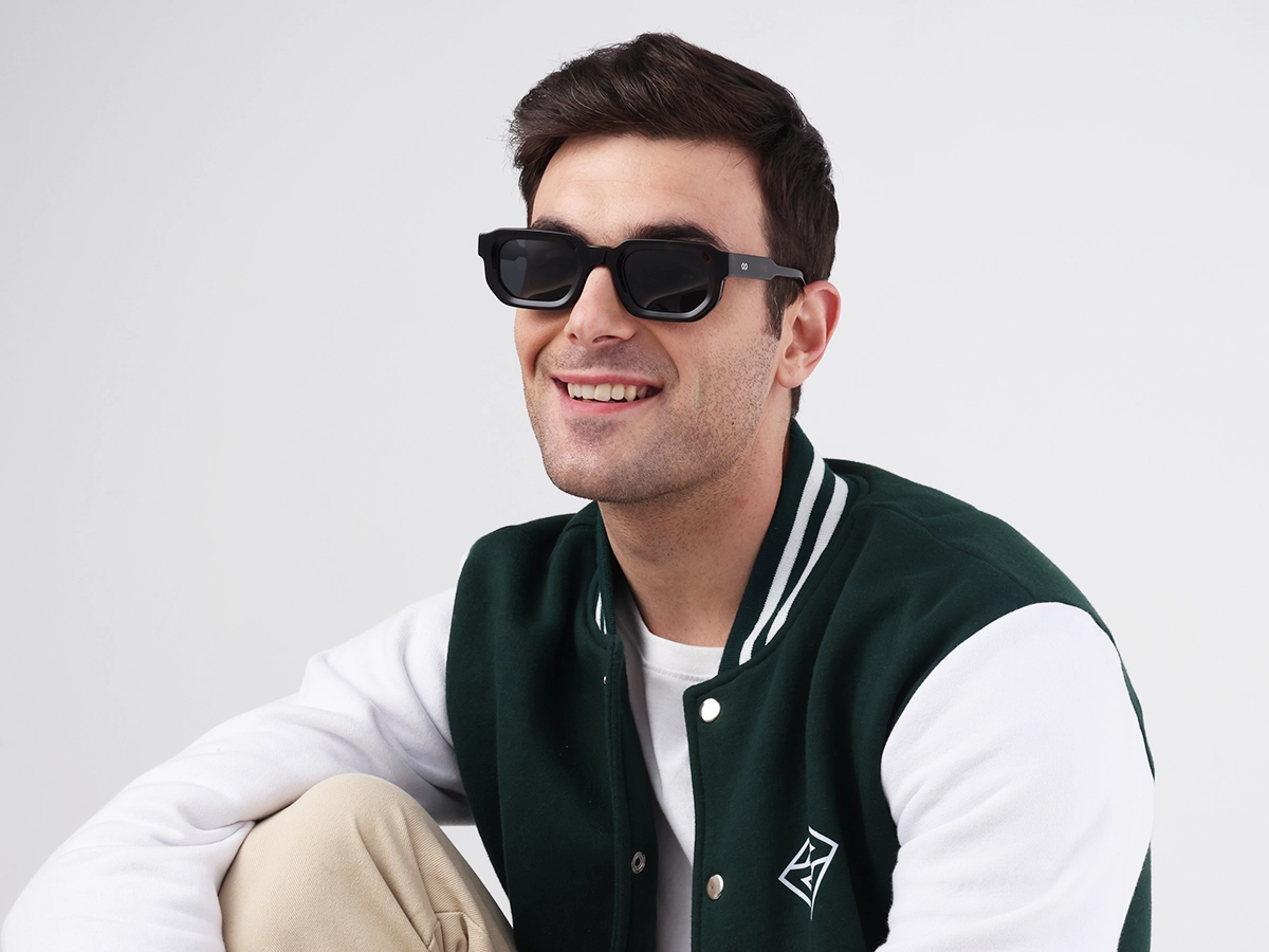 Dark Tortoise Rectangle Acetate Sunglasses-1