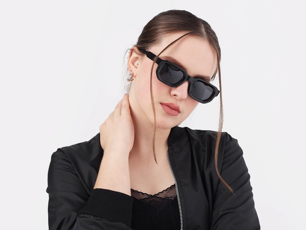 Dark Tortoise Rectangle Acetate Sunglasses-1