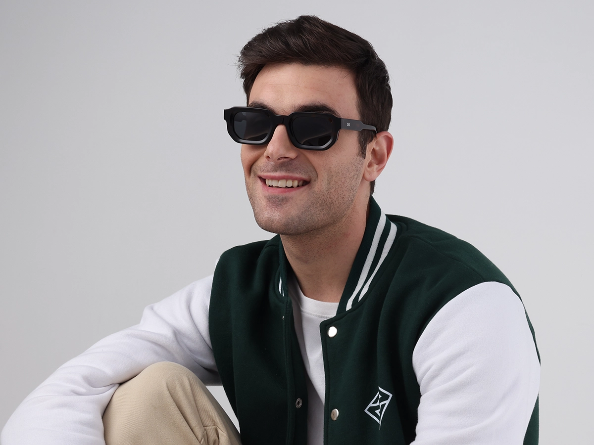 Dark Tortoise Rectangle Acetate Sunglasses-1