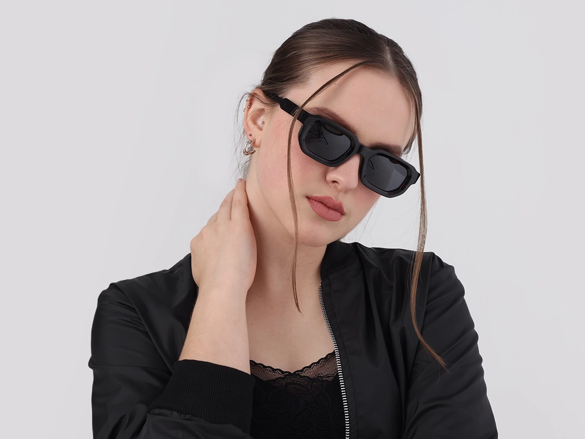 Dark Tortoise Rectangle Acetate Sunglasses-1