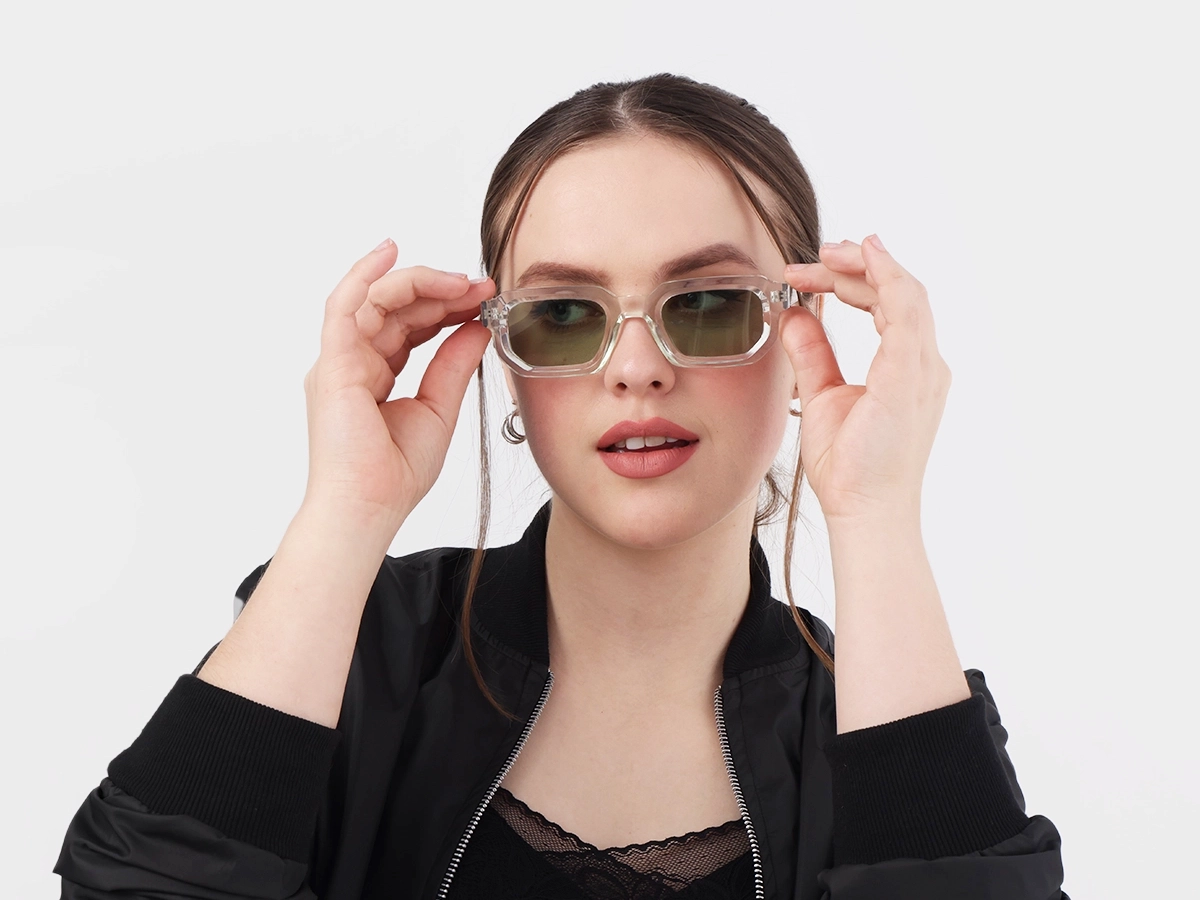 Crystal Clear Rectangle Full Rim Sunglasses-1