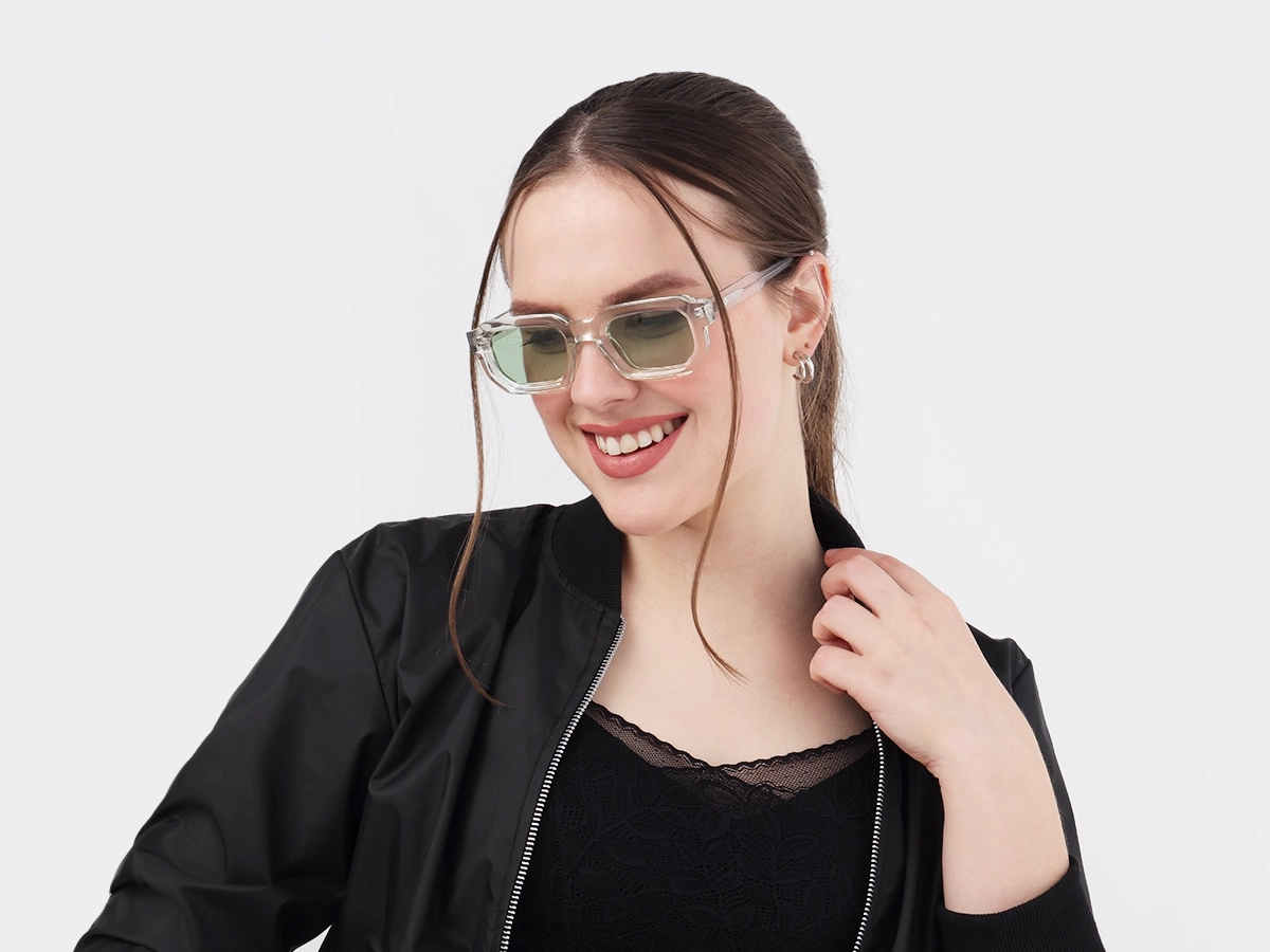 Crystal Clear Rectangle Full Rim Sunglasses-1