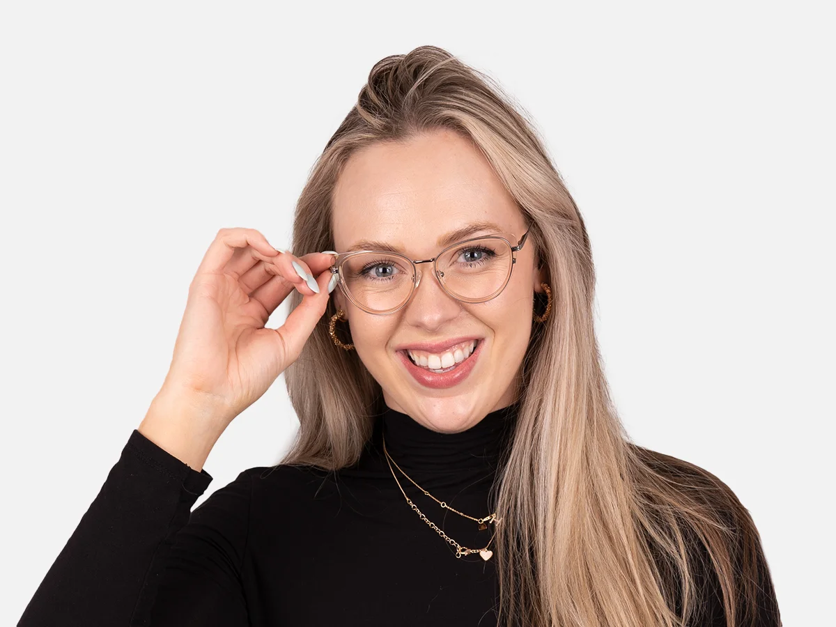 Crystal Beige Cat Eye Glasses-1