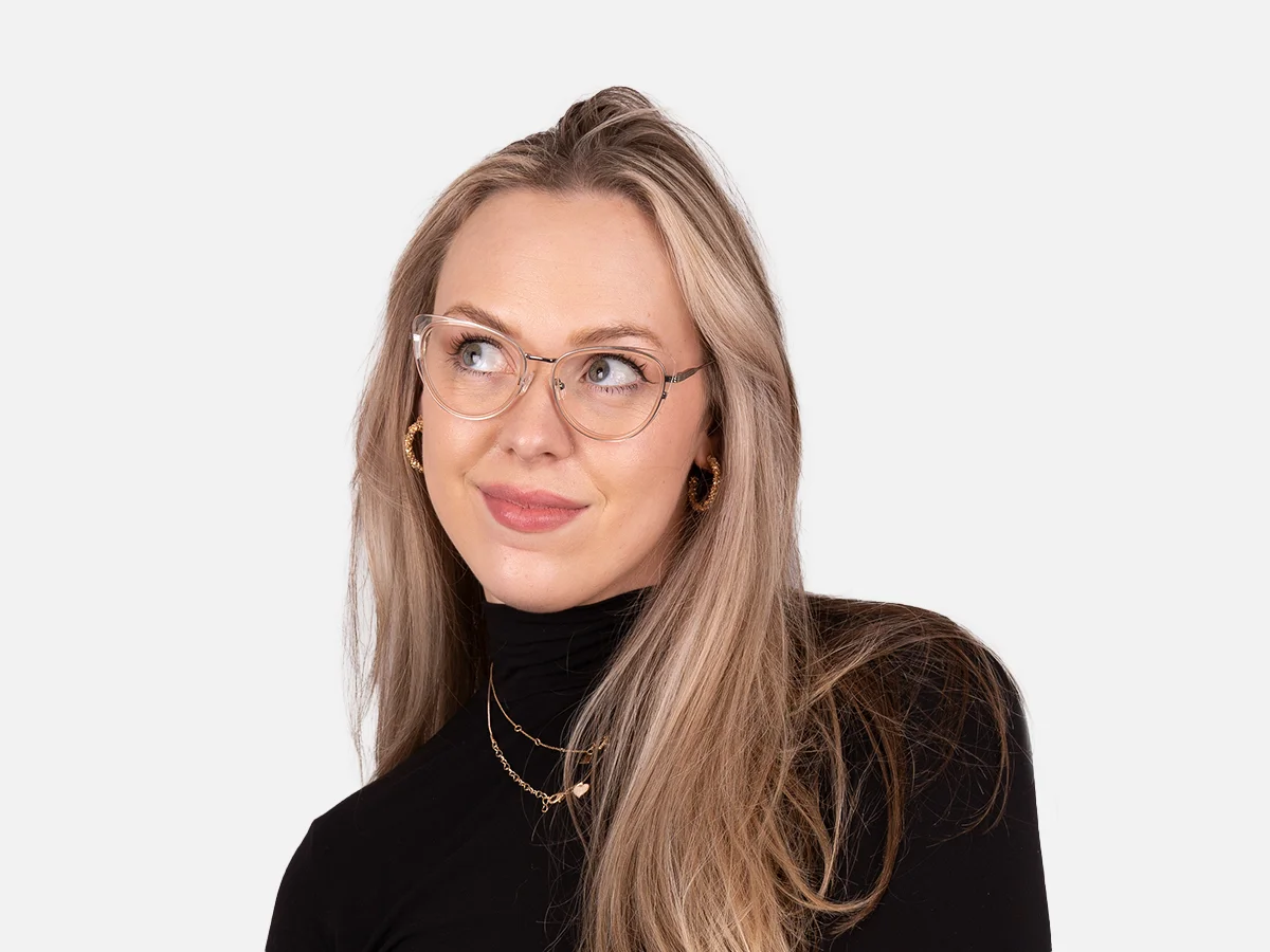 Crystal Beige Cat Eye Glasses-1