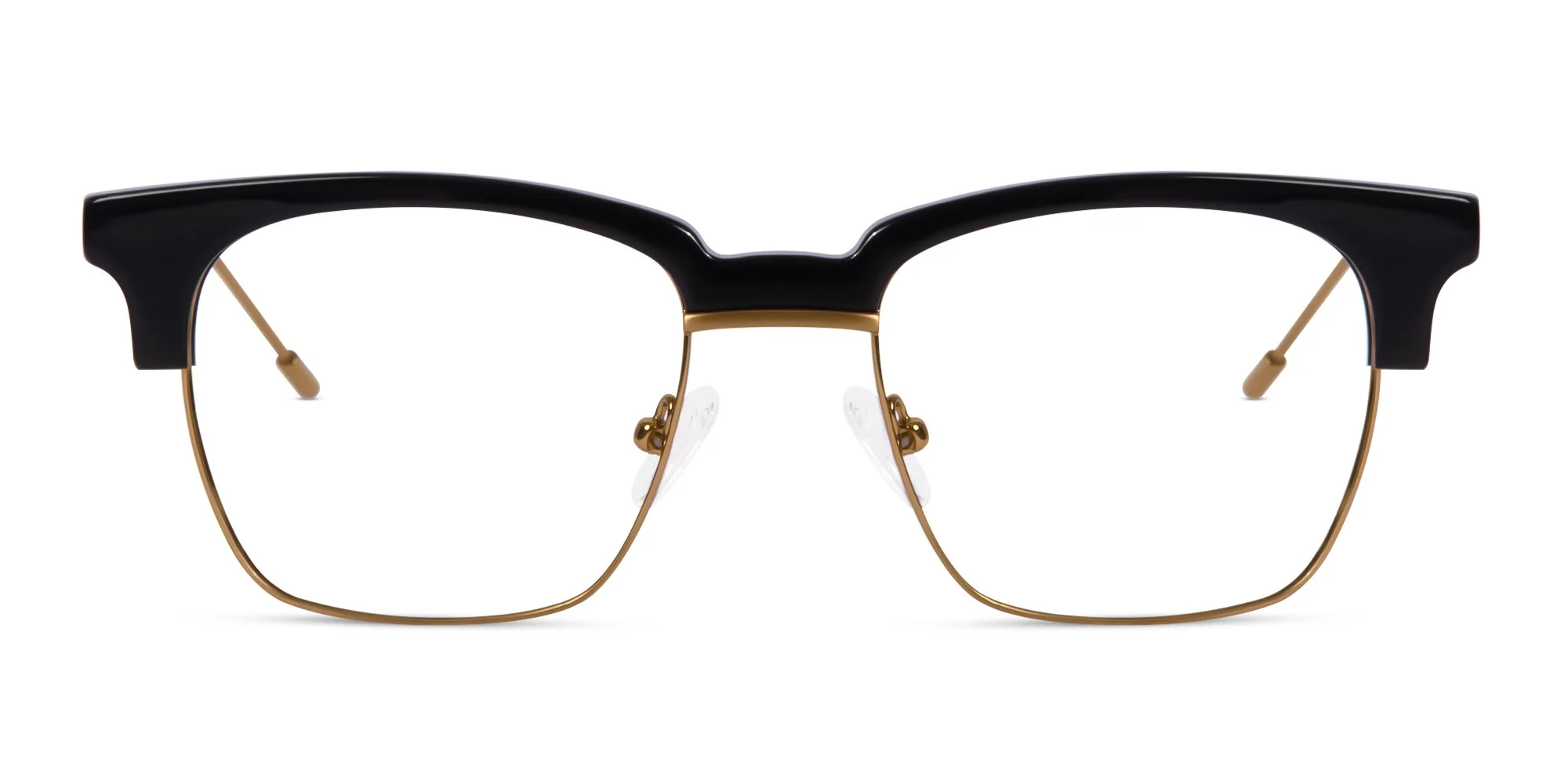 Polished Gold & Black Browline Glasses-1