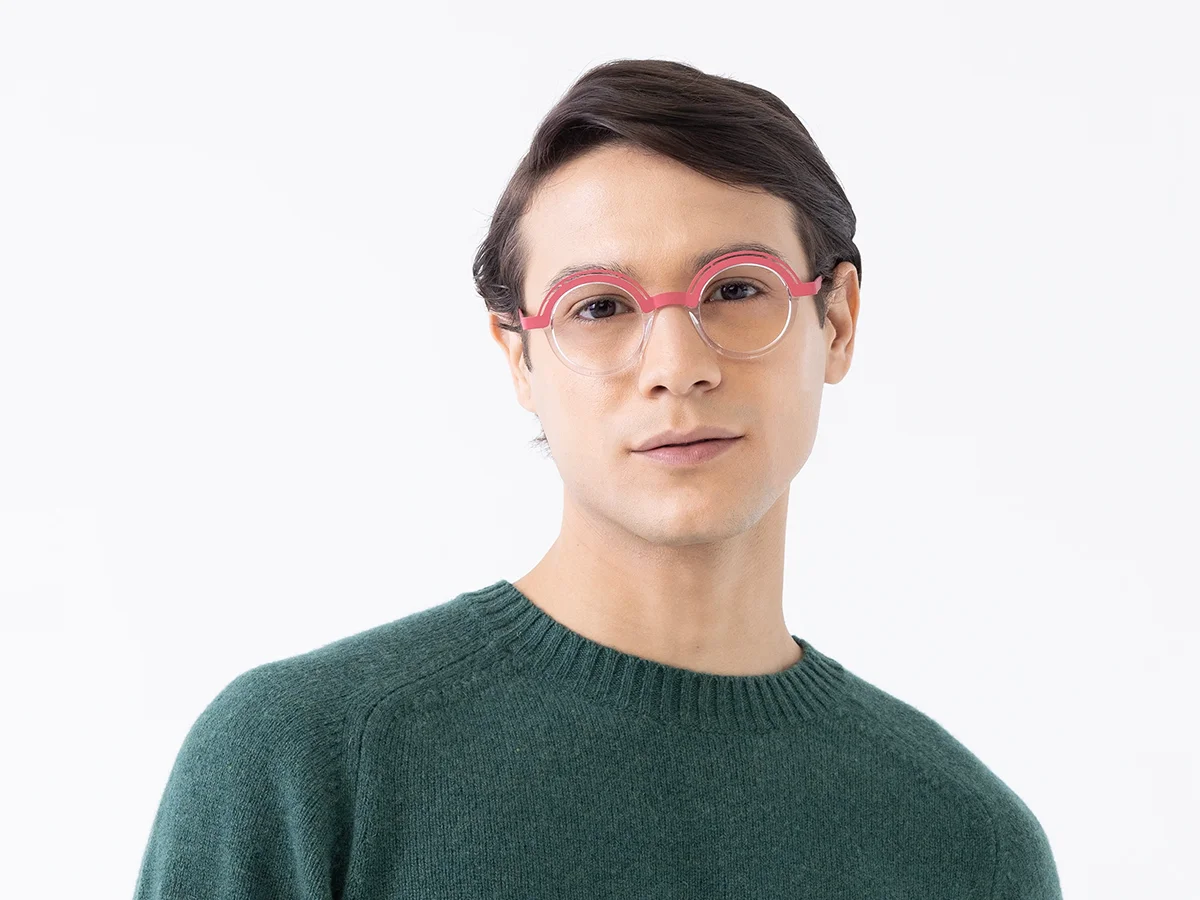Crystal Clear Pink Round Eyeglasses 1