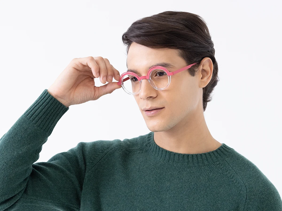 Crystal Clear Pink Round Eyeglasses 1