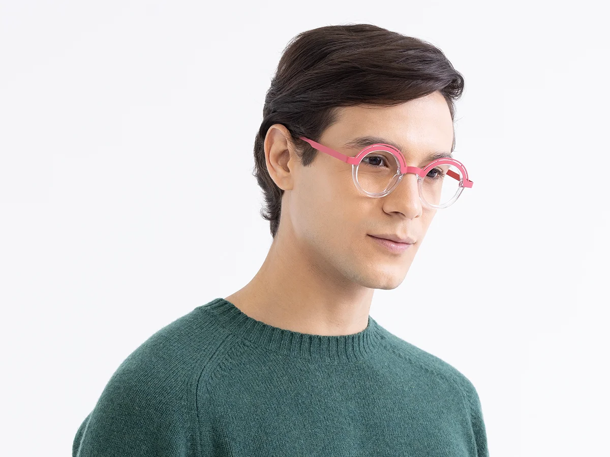 Crystal Clear Pink Round Eyeglasses 1