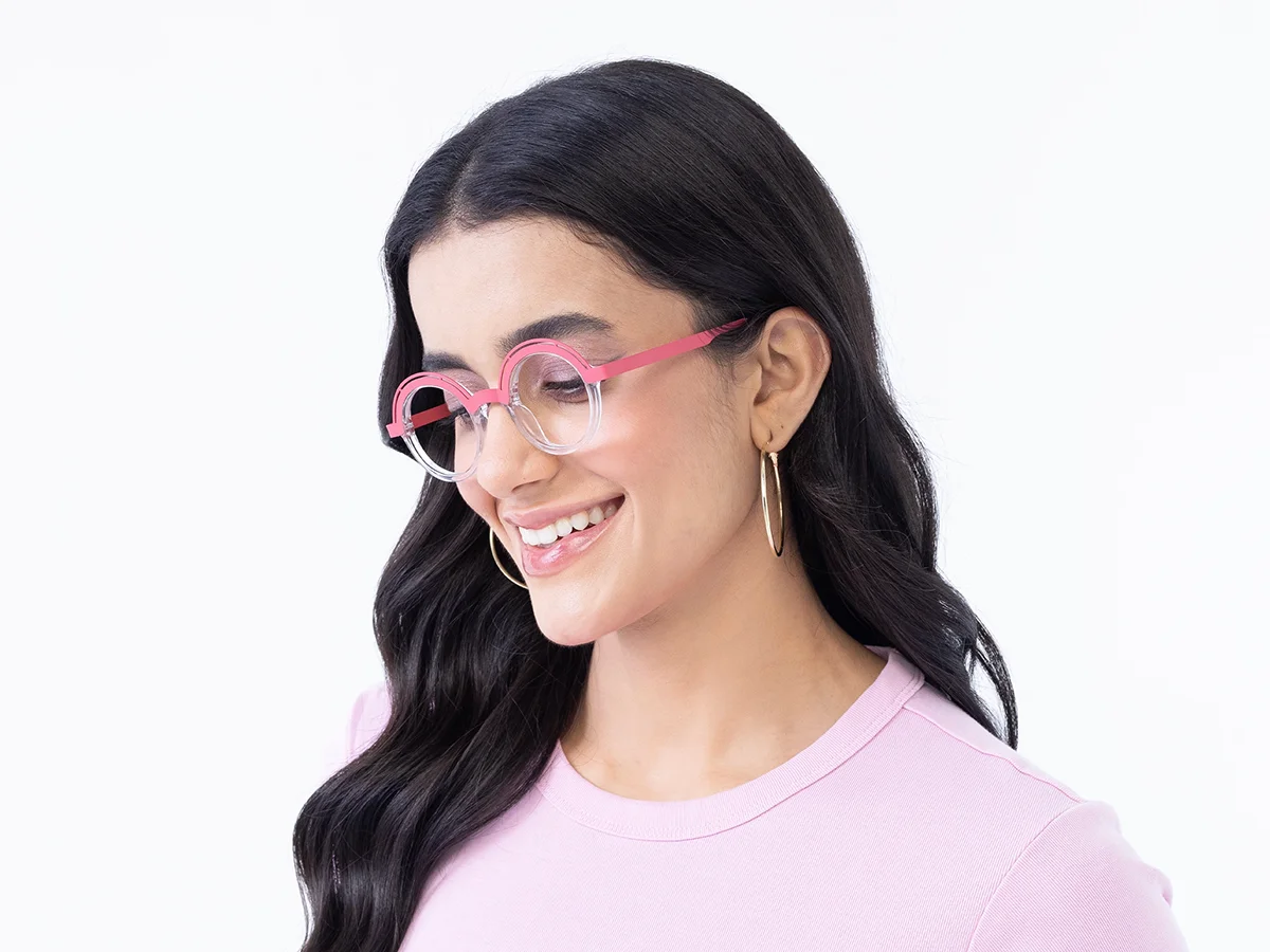 Crystal Clear Pink Round Eyeglasses 1