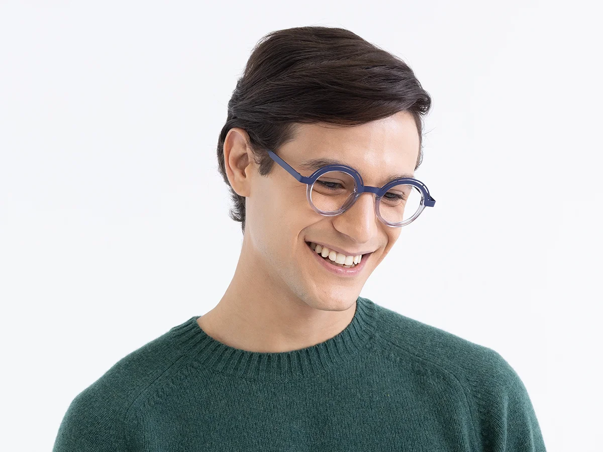 Crystal Clear Denim Blue Glasses 1