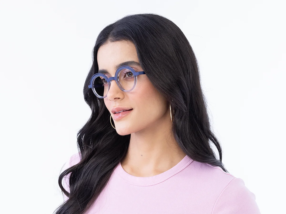 Crystal Clear Denim Blue Glasses 1