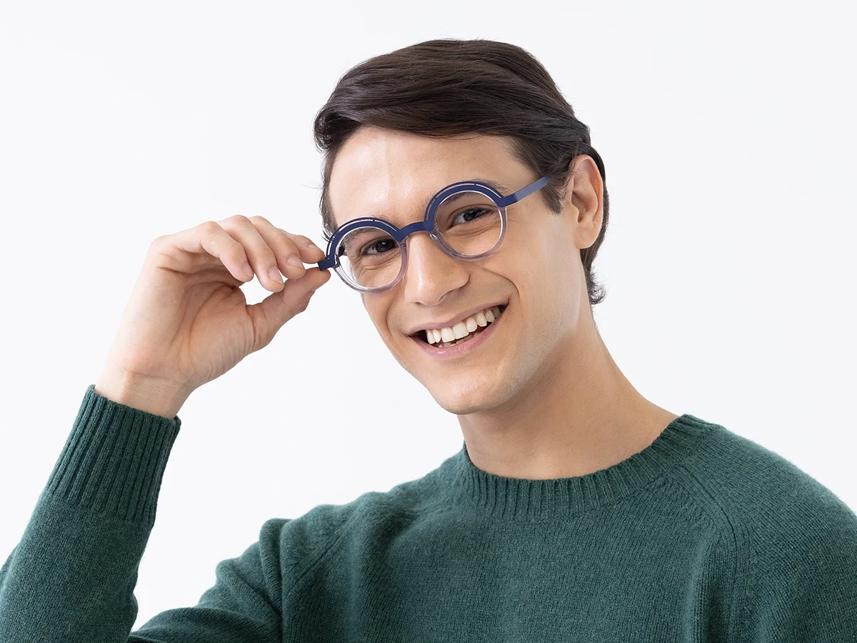 Crystal Clear Denim Blue Glasses 1