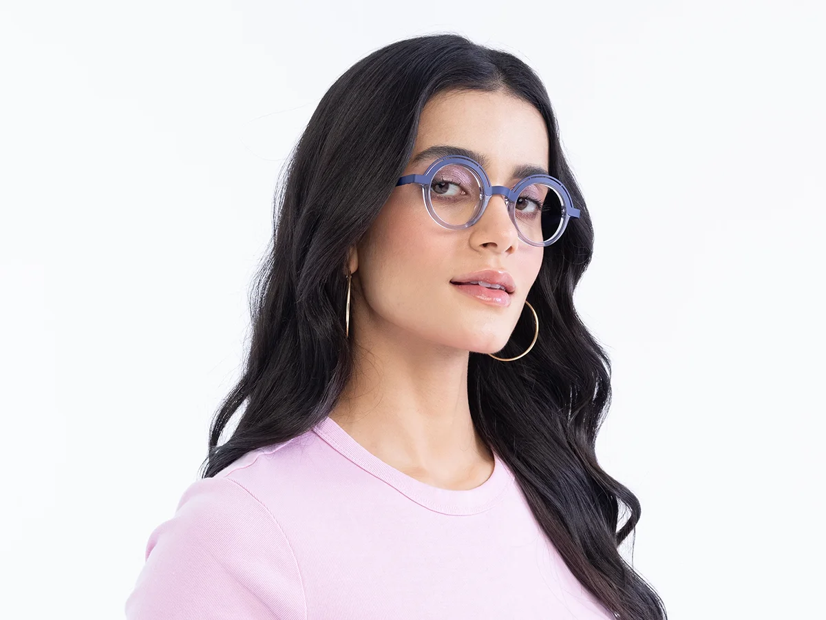 Crystal Clear Denim Blue Glasses 1