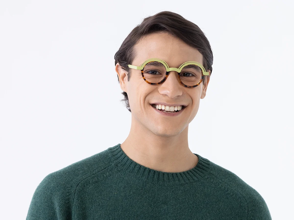  Pastel Green & Tortoise Round Glasses 1