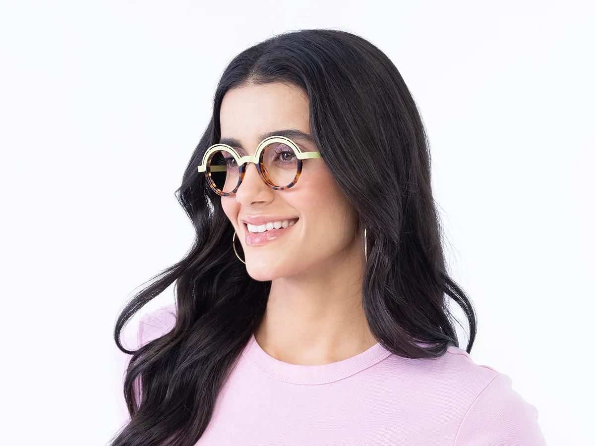  Pastel Green & Tortoise Round Glasses 1