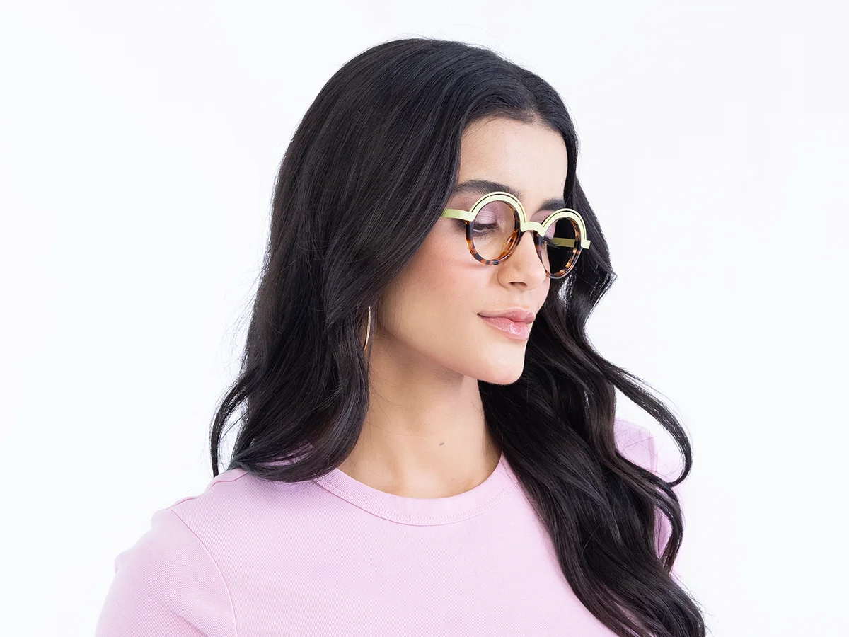 Pastel Green & Tortoise Round Glasses 1