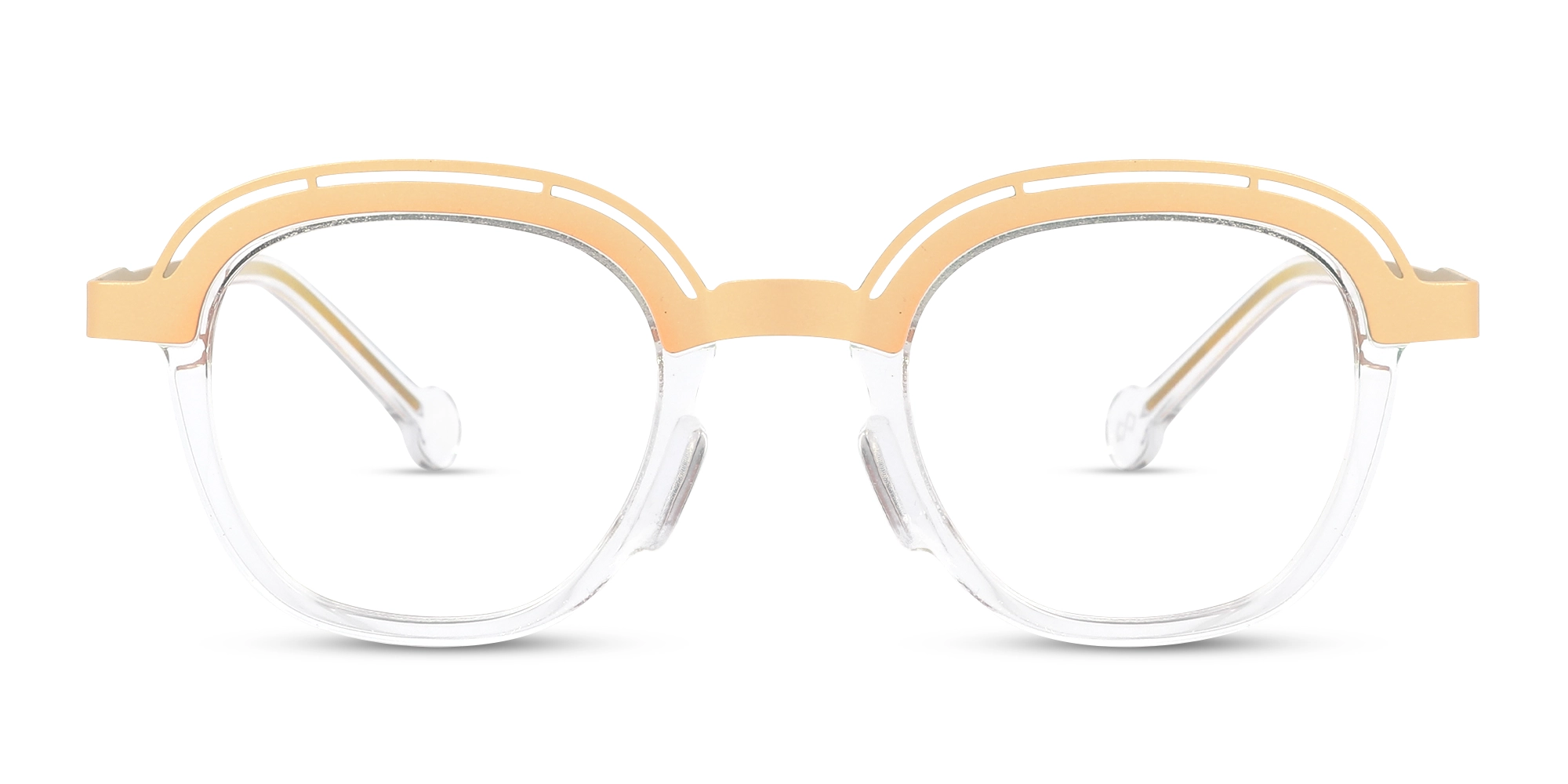 Clear Peach Square Glasses 1