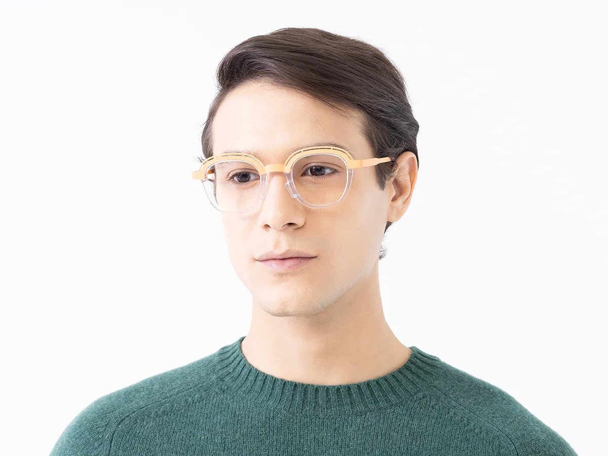 Clear Peach Square Glasses 1