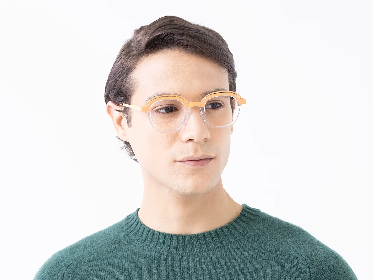 Clear Peach Square Glasses 1