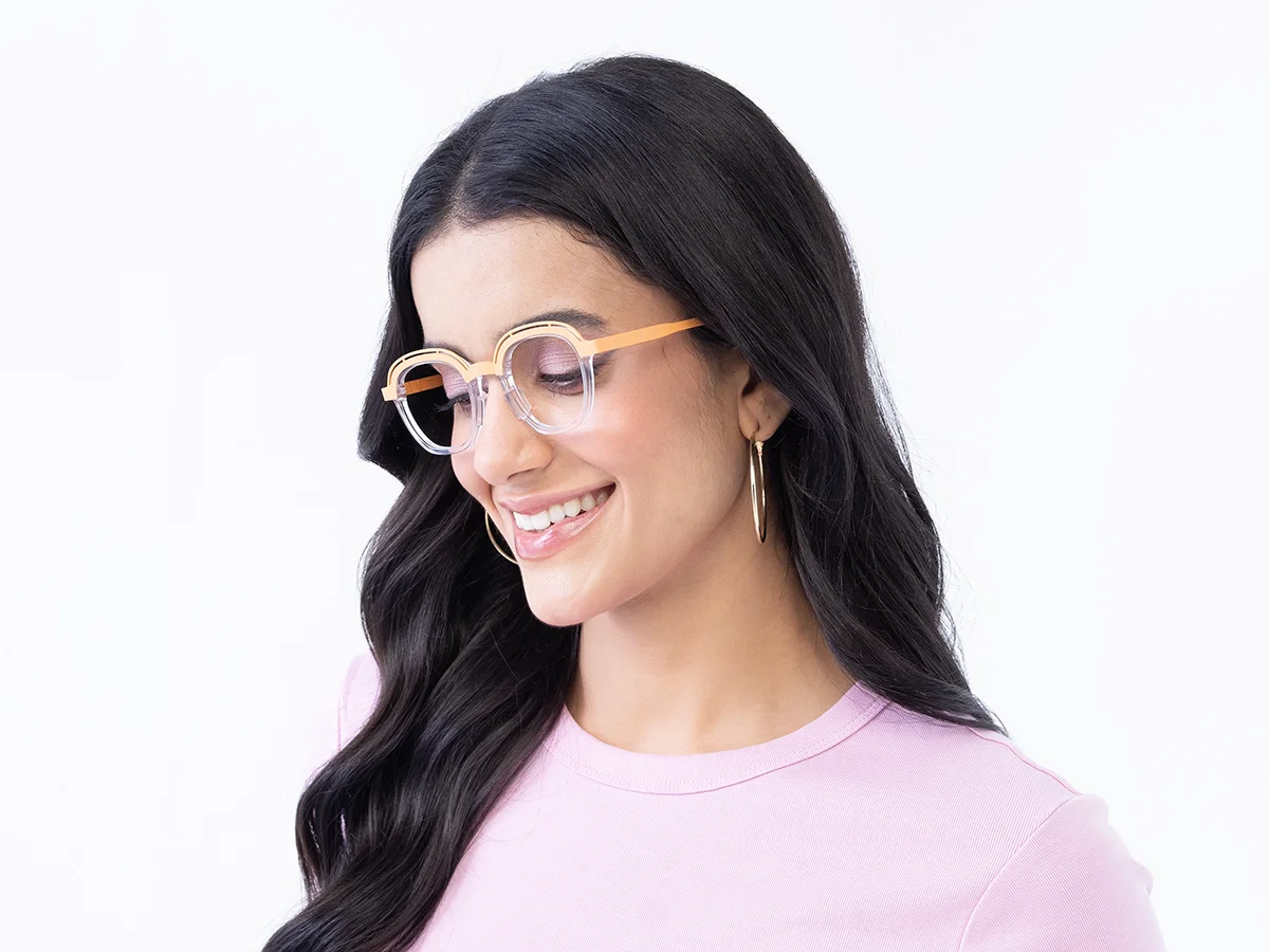Clear Peach Square Glasses 1