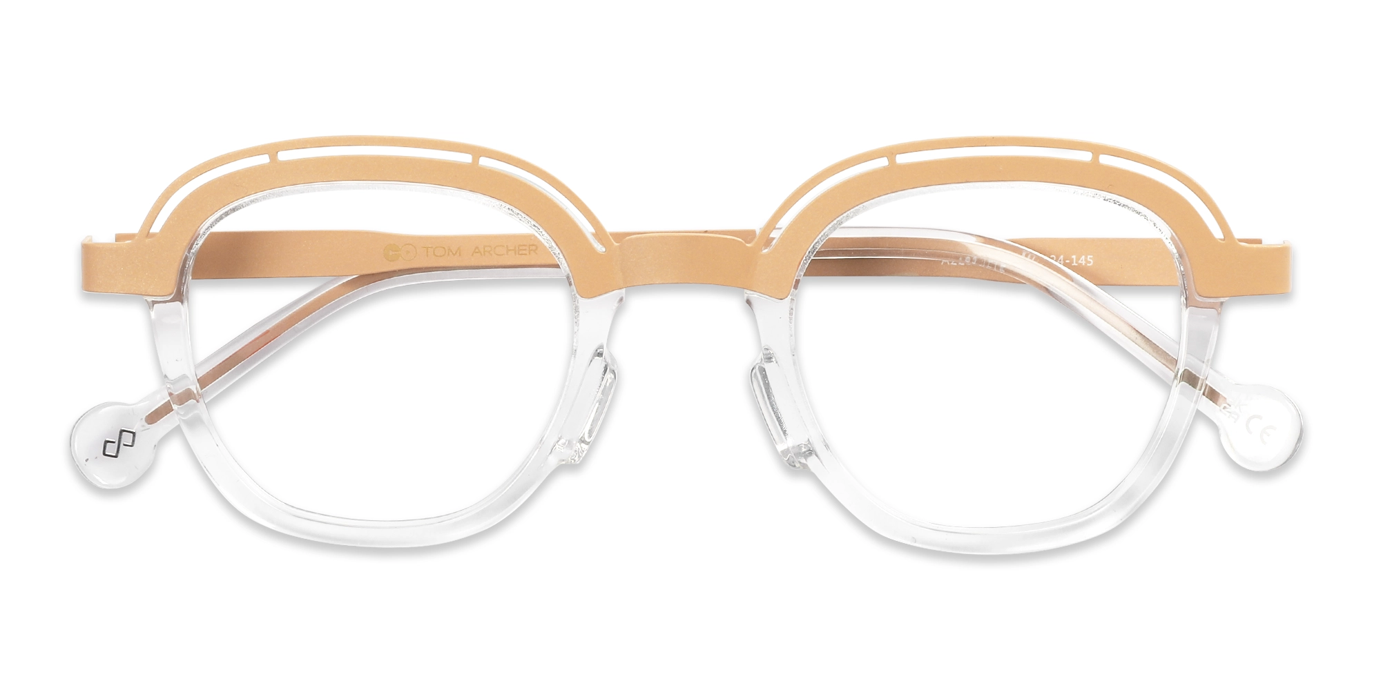Clear Peach Square Glasses 1