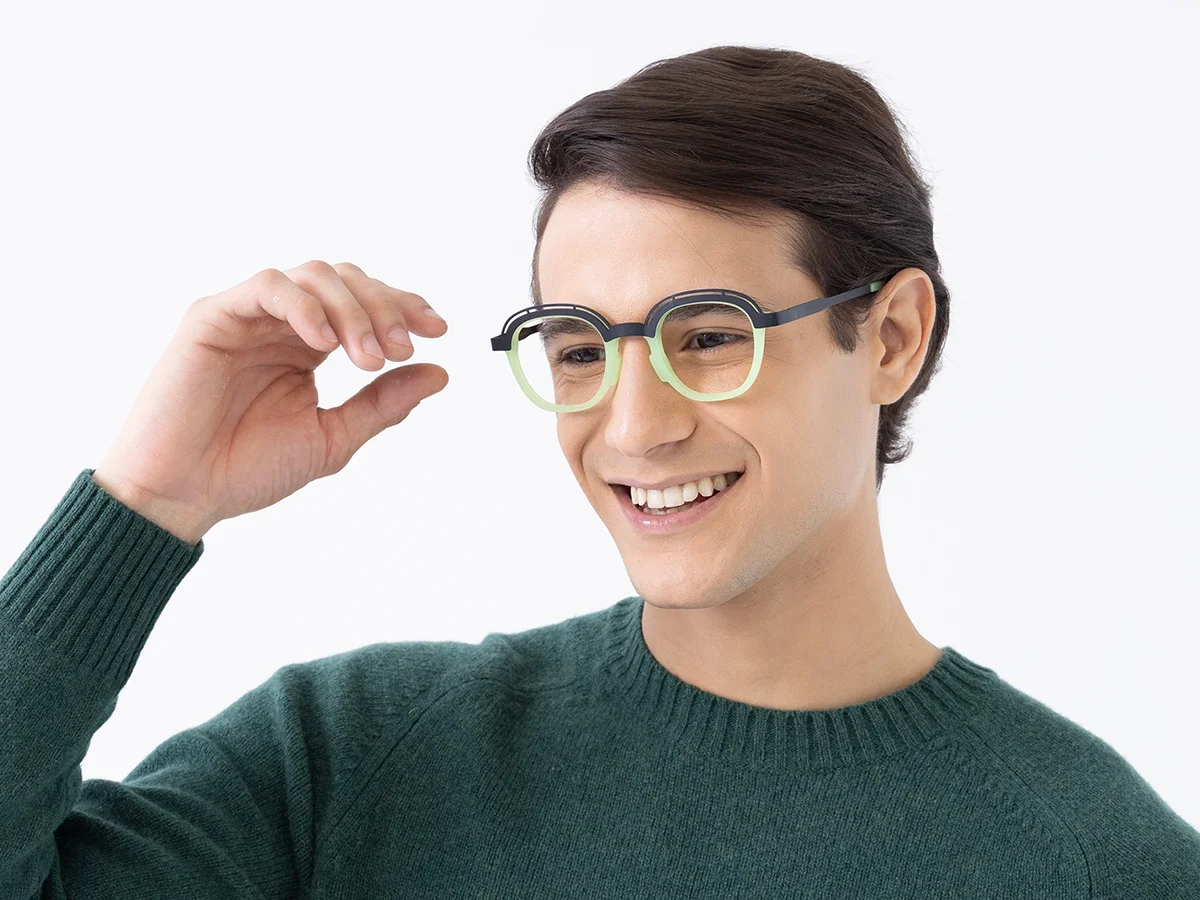 Mint Green & Gunmetal Square Glasses 1