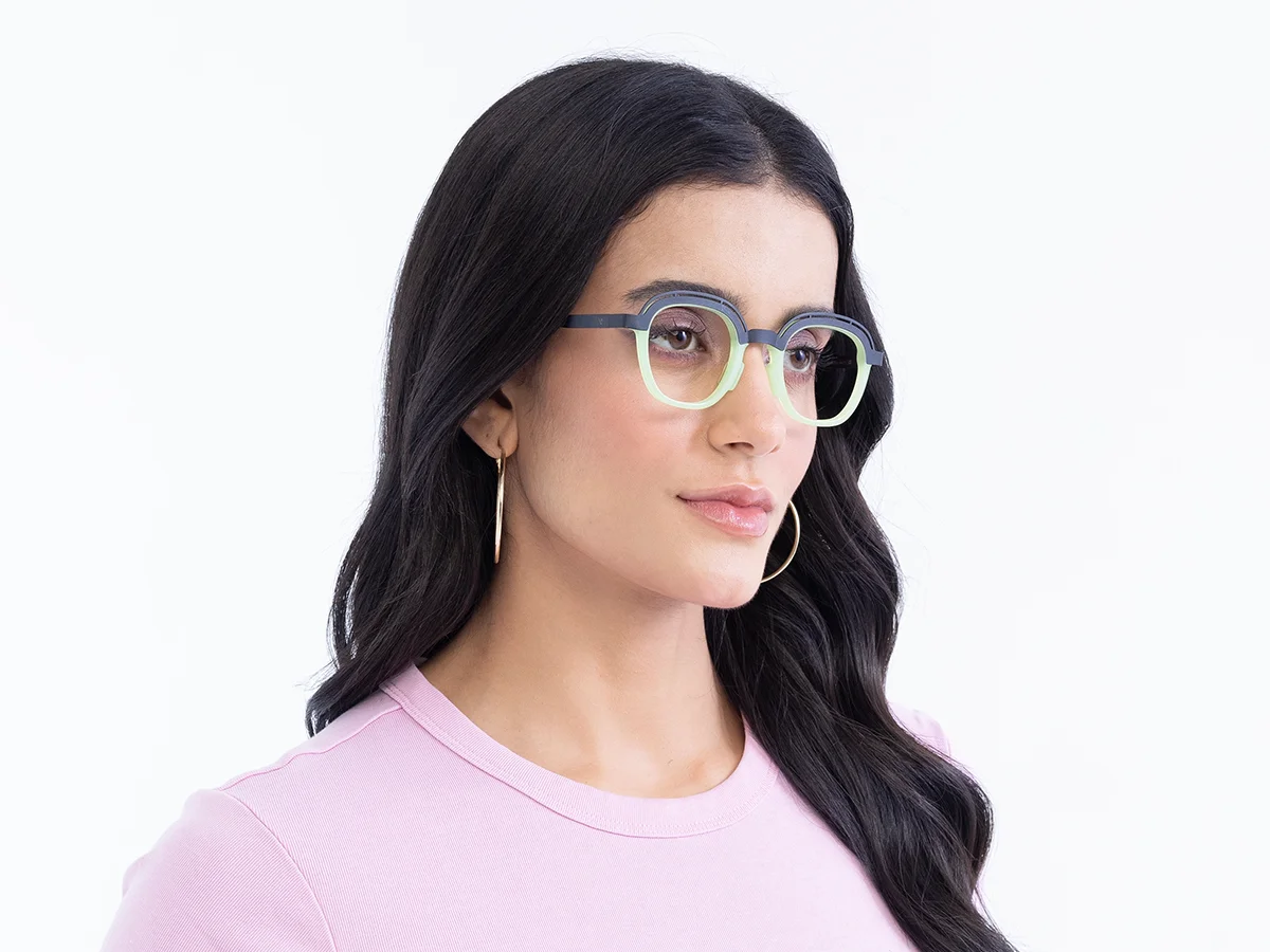 Mint Green & Gunmetal Square Glasses 1