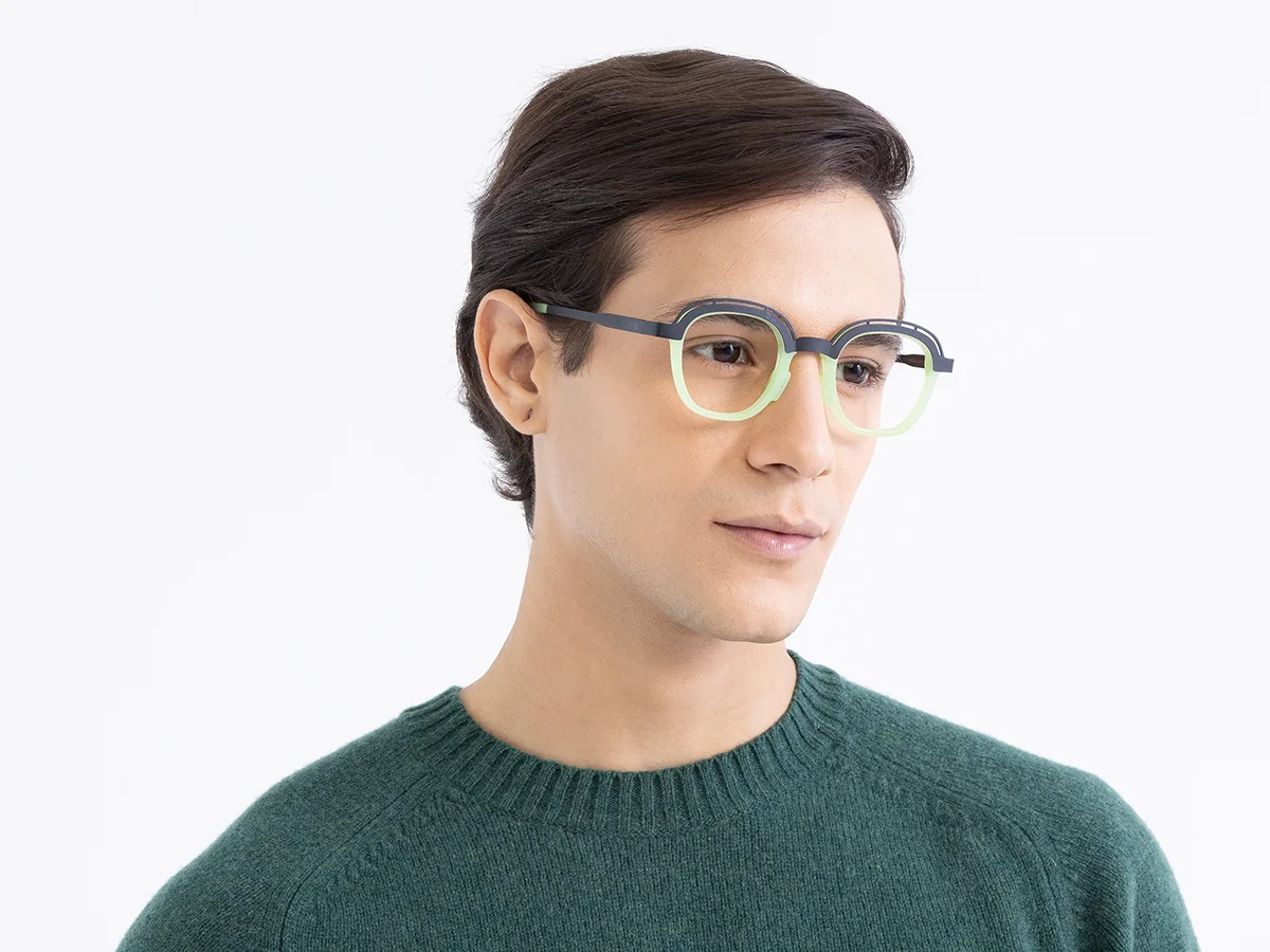 Mint Green & Gunmetal Square Glasses 1