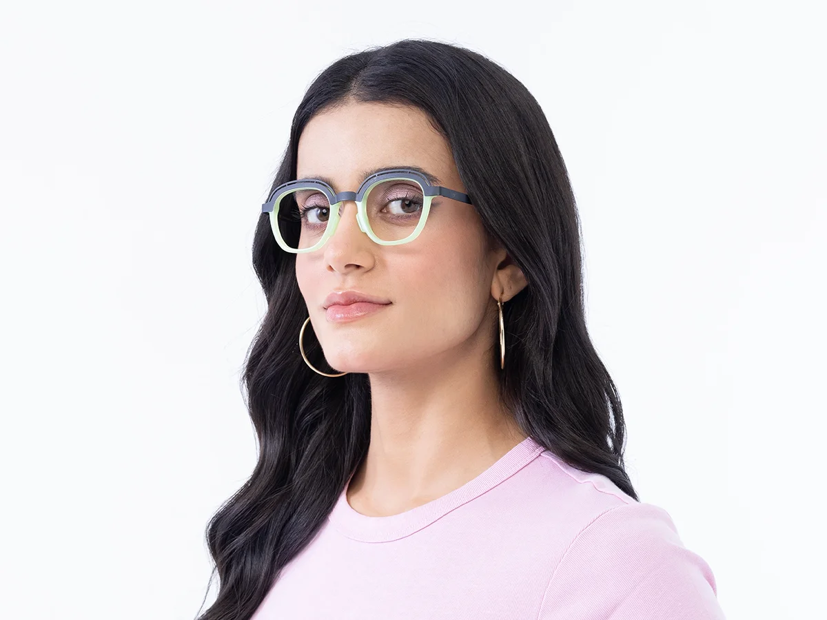 Mint Green & Gunmetal Square Glasses 1