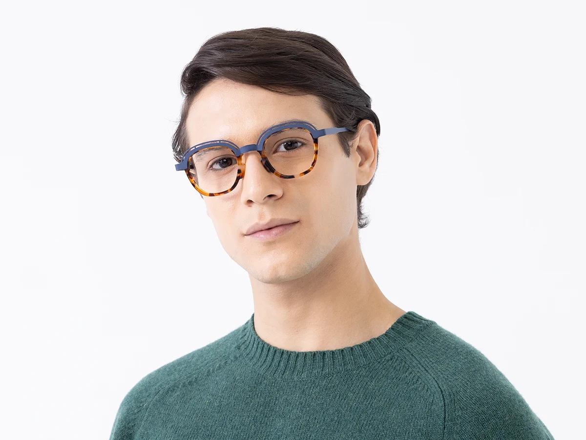  Denim Blue & Tortoise Square Eyeglasses 1