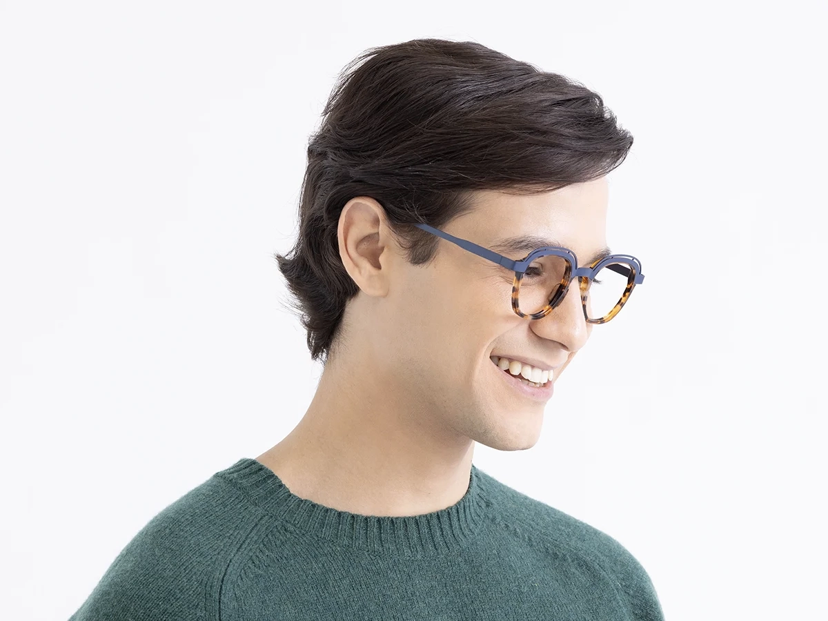  Denim Blue & Tortoise Square Eyeglasses 1
