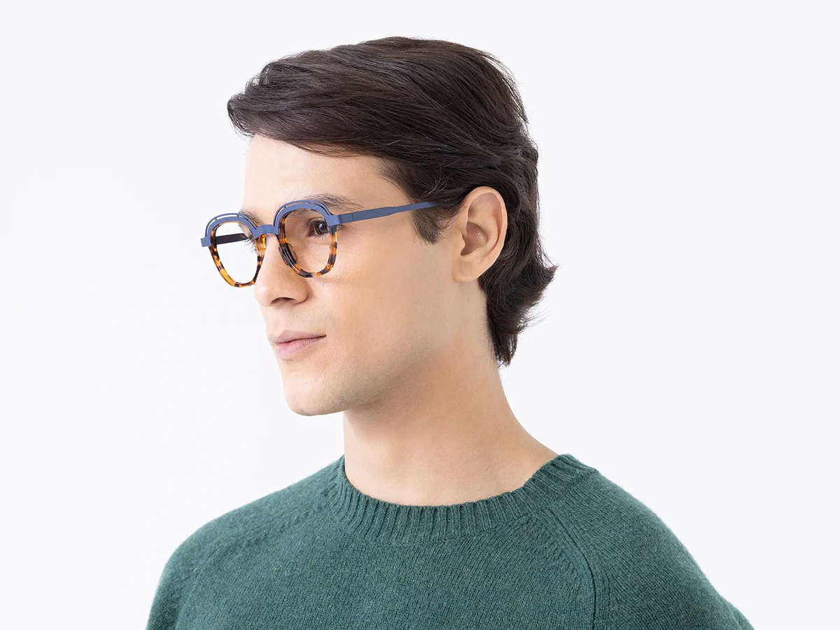  Denim Blue & Tortoise Square Eyeglasses 1