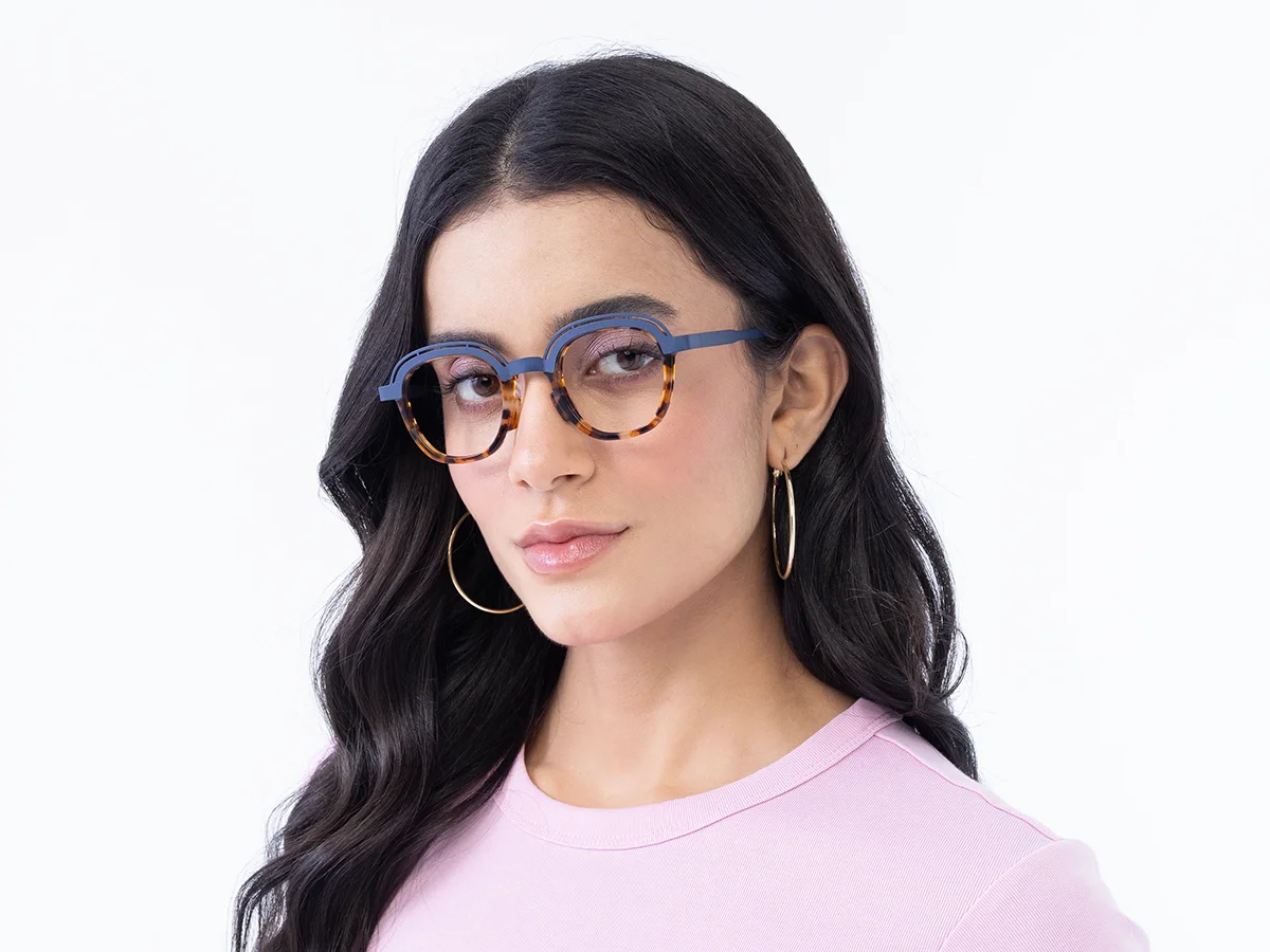  Denim Blue & Tortoise Square Eyeglasses 1