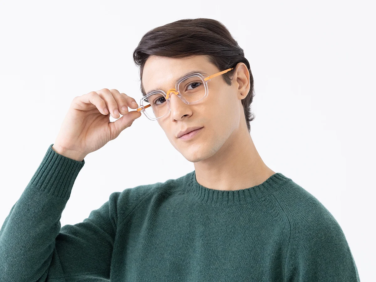 Crystal Clear Mixed Material Glasses Frames 1