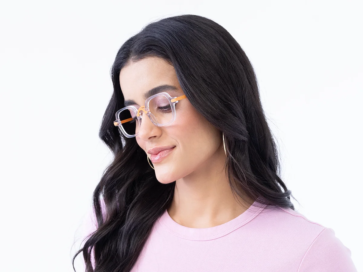 Crystal Clear Mixed Material Glasses Frames 1