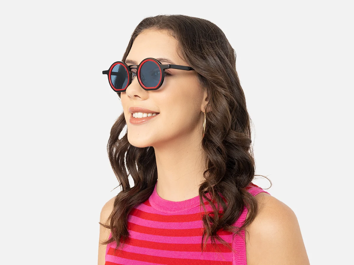 Black And Red Round Sunglasses-1