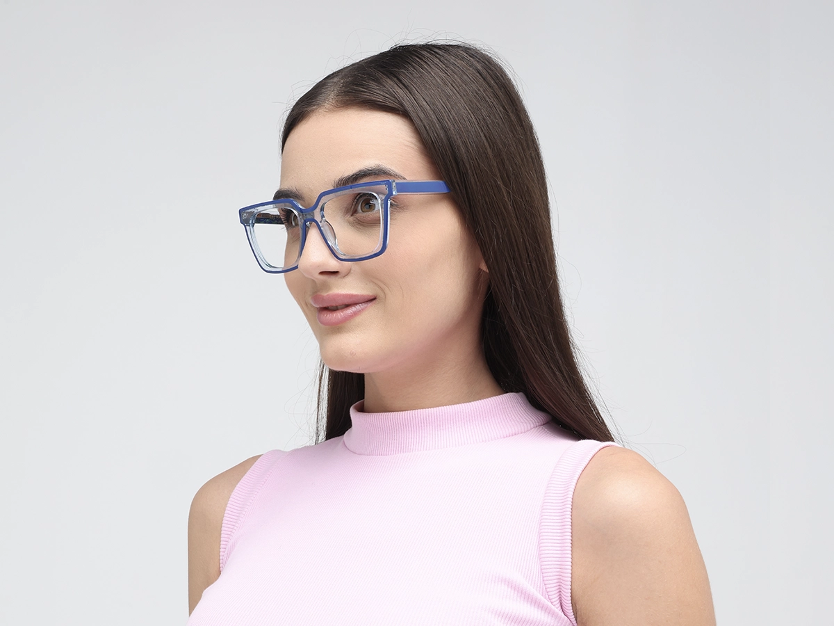 Blue Square Unisex Glasses 1